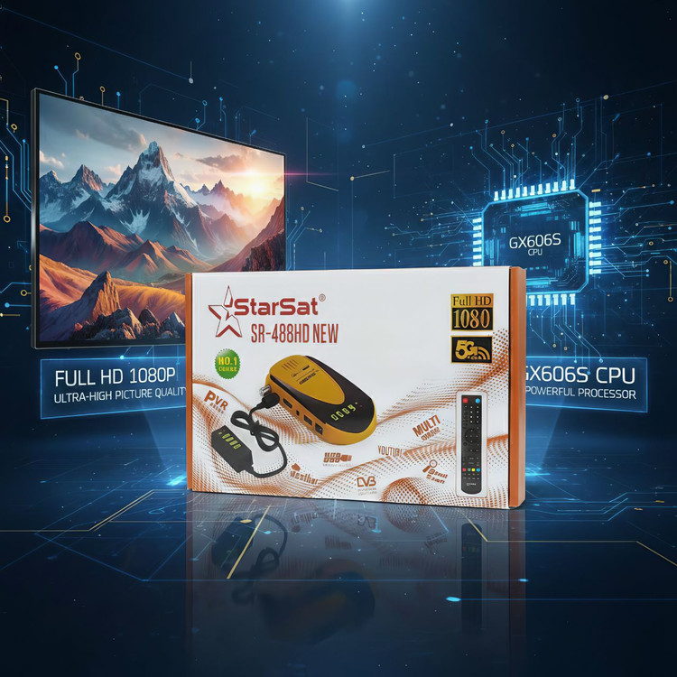 گیرنده دیجیتال استارست مدل 488 نیو فول اچ دی مناسب تلویزیون تا 43 اینچ (ریموت کنترل جدید و بزرگ) سری اصالت برند استارست