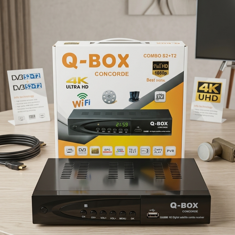 گیرنده دو کاره کیو باکس QBOX سری Concorde کنکورد کمبو S2 T2