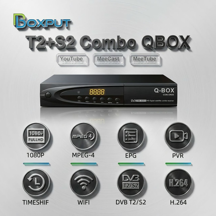 گیرنده دو کاره کیو باکس QBOX سری Concorde کنکورد کمبو S2 T2