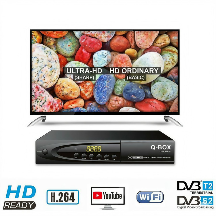 گیرنده دو کاره کیو باکس QBOX سری Concorde کنکورد کمبو S2 T2