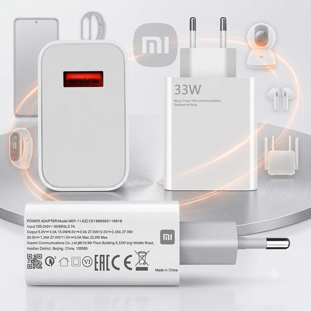 شارژر شیائومی توان 33 وات دو پین اصلی  آداپتور XIAOMI اورجینال 33 W