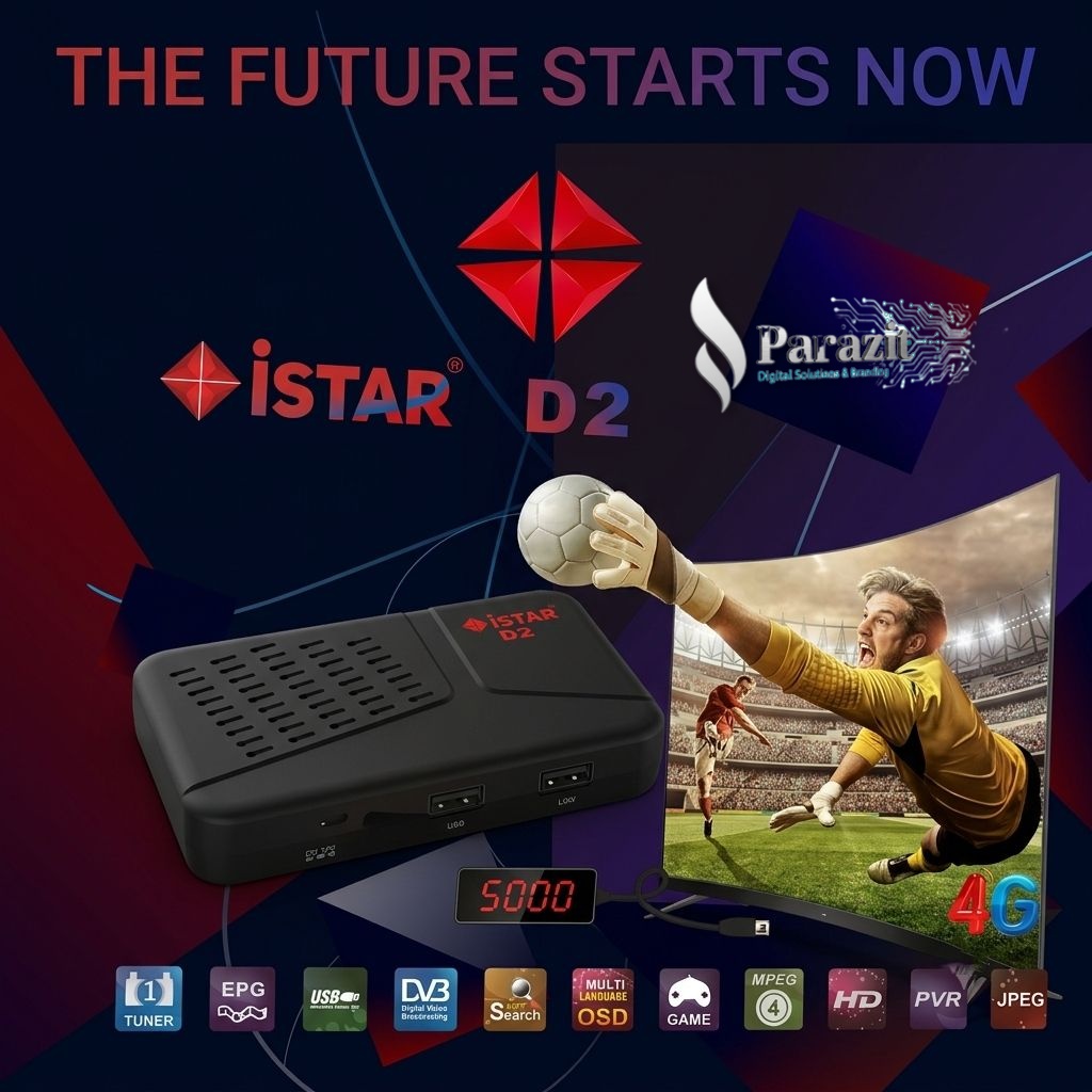 گیرنده فول اچ دی واقعی برند istar آیستار مدل D2 تضمین کیفیت تصویر و رزولوشن بالا دارای رندرینگ تصویر